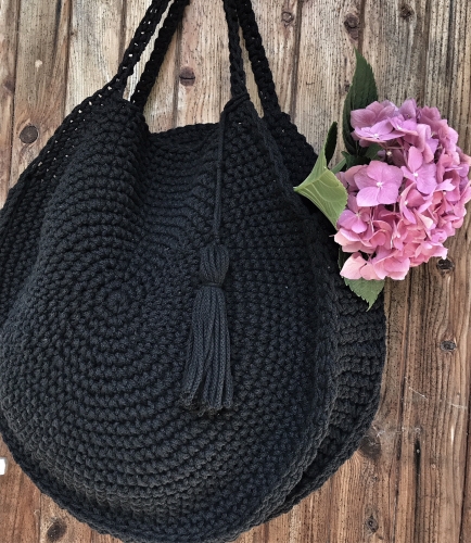 Bawełniana torba Boho Circle Shoper Czarna