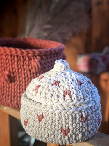 koszyk hamper boho z pokrywką