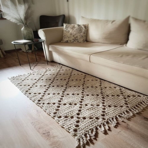 Dywan Modern Boho z frędzlami 80 x150 cm w slonie