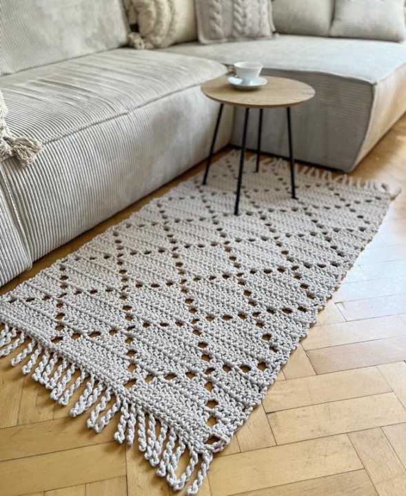 Dywan Modern Boho z frędzlami 80 x150 cm beżowy