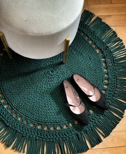 Okrągły dywan w stylu Boho z frędzlami 110cm