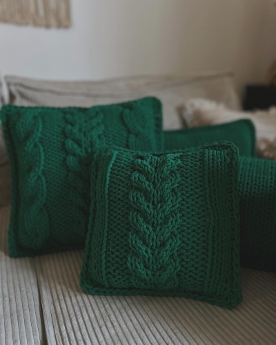Poduszka Mini plecionka warkoczowa Green
