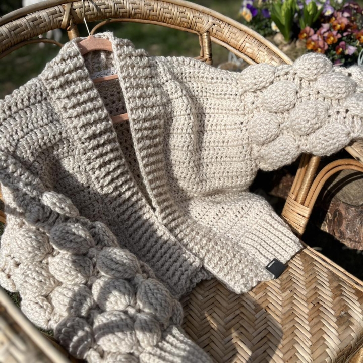 Krótki kardigan handmade Cottagecore cardigan