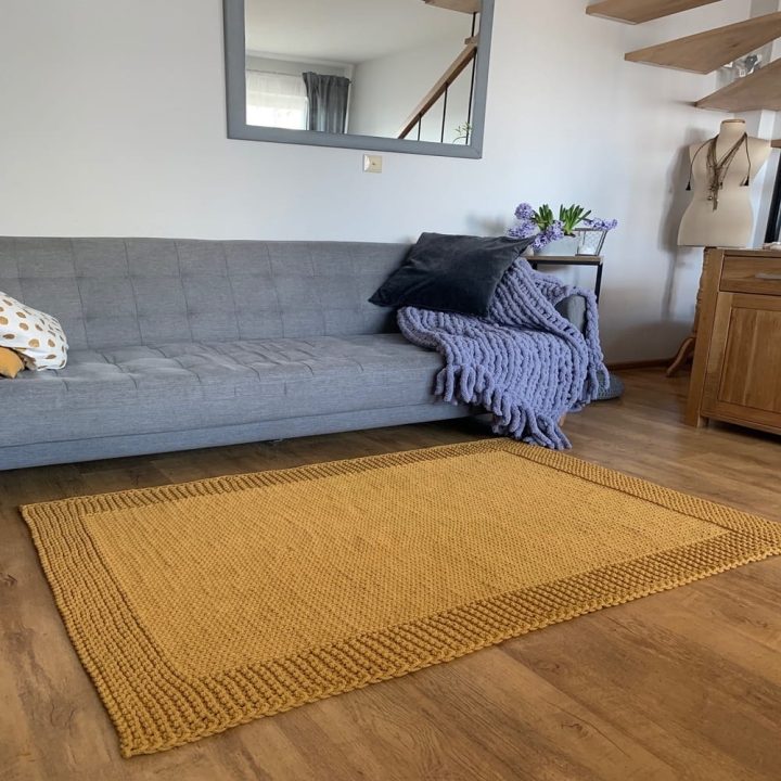Prostokątny bawełniany  dywan z ramką Home Deco 150x100cm