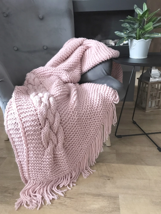 Pled koc narzuta Cosy Cable Pink 140x170 cm