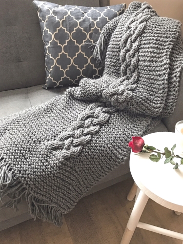 Pled koc narzuta Cosy Cable grey 140x170 cm