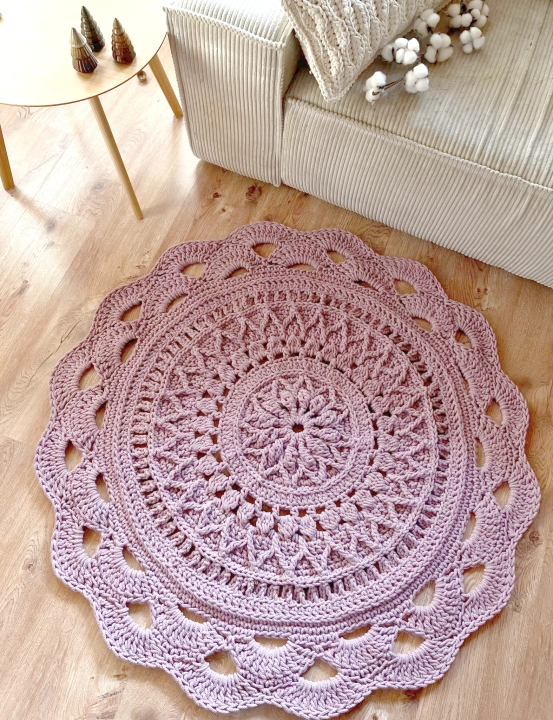 Okrągły bawełniany dywan Mandala Carpet