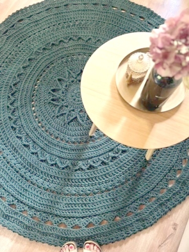 Okrągły bawełniany dywan Green Rich Patterns