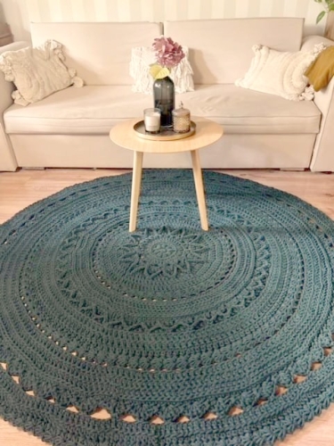 Okrągły bawełniany dywan Green Rich Patterns
